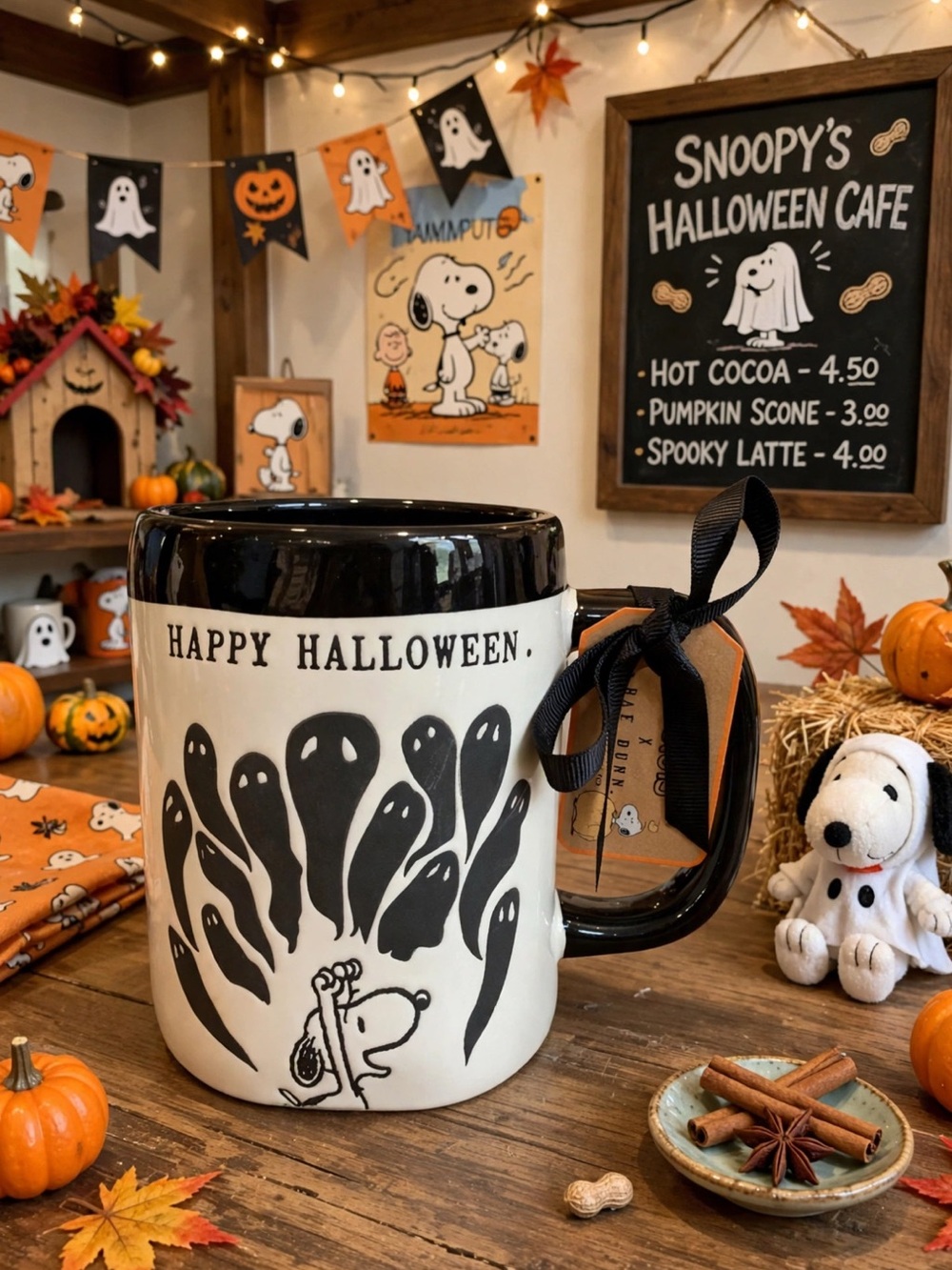 Peanuts Black & White 'Happy Halloween' Ceramic Mug